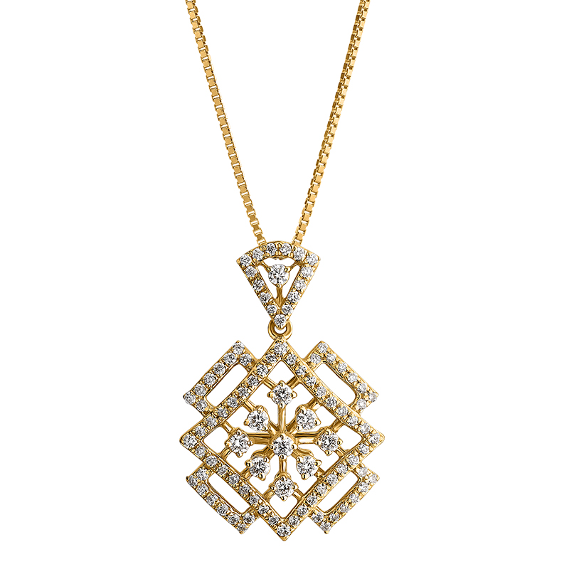 Mandala style Gold Diamond Pendant Set